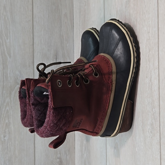 Sorel Wome Slimpack Rain Leather Duck Rubber Boots Lace-Up Waterproof Shoes Sz 6 - Picture 2 of 13